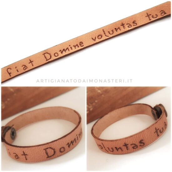 "fiat Domine voluntas Tua" - Bracciale in Cuoio